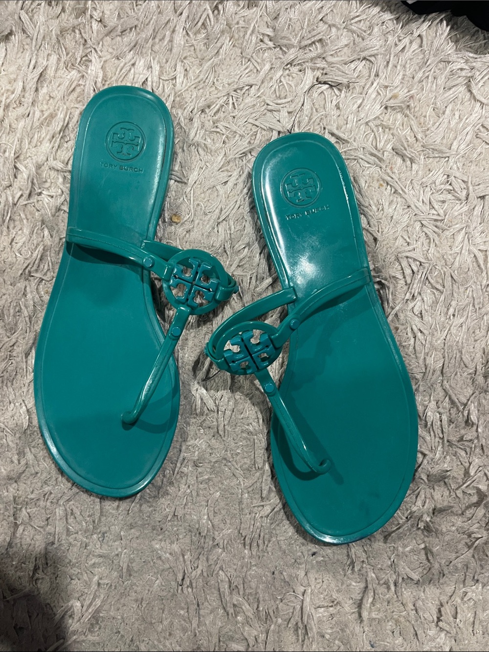 Tory Burch Teal Miller Jelly Thong Sandals
